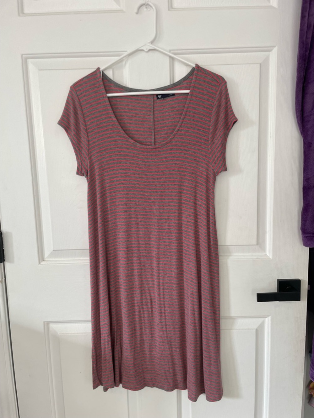 GAP Pink and Gray Striped Mini Dress